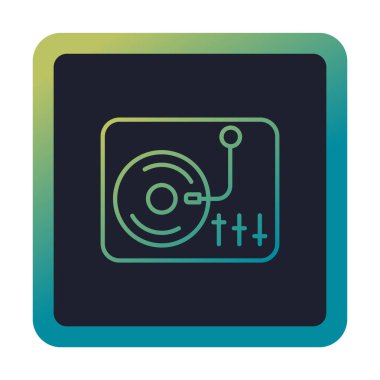 Basit vinil oynatıcı Turntable simgesi, vektör illüstrasyonu