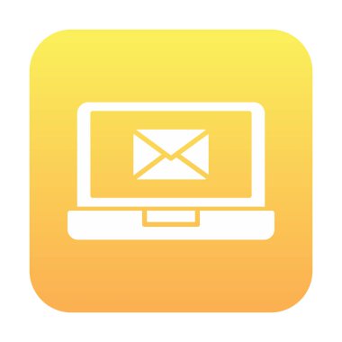 Beyaz arkaplanda dizüstü bilgisayar vektör illüstrasyonunda e- posta