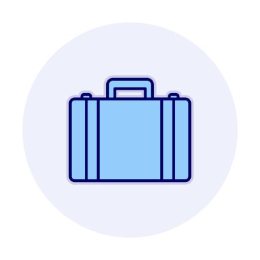 Evrak çantası vektör düz simgesi. İş durumu simgesi, bavul emojisi, vektör illüstrasyonu