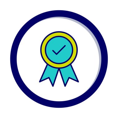 Onaylanmış madalya simgesi, vektör illüstrasyonu.