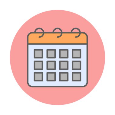 Takvim düzlüğü simgesi, vektör illüstrasyonu 