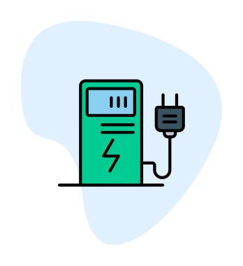 Elektrik Şarj İstasyonu ikon vektör çizimi