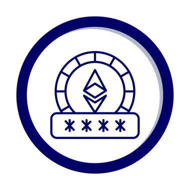 Ethereum işareti ve Parola simgesi, vektör illüstrasyonu
