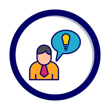 Fikri olan iş adamı, ampul ikonu vektör illüstrasyonu