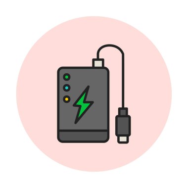 Power Bank web simgesi beyaz arkaplanda izole edildi
