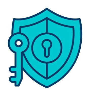 kalkan ve anahtar simgesi, anahtar güvenlik konsepti, vektör illüstrasyonu