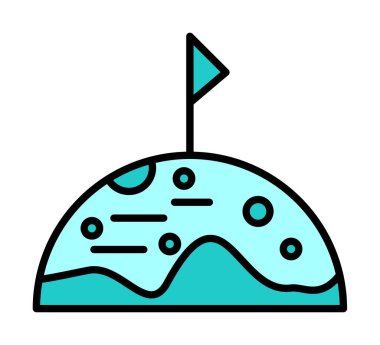 Beyaz arkaplanda bayrak düz simgesi olan ay