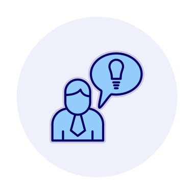 Fikri olan iş adamı, ampul ikonu vektör illüstrasyonu