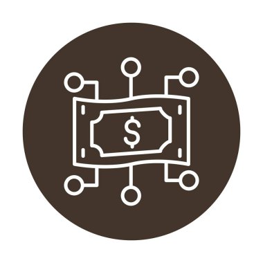 Dolar işareti, vektör illüstrasyonlu dijital para simgesi 