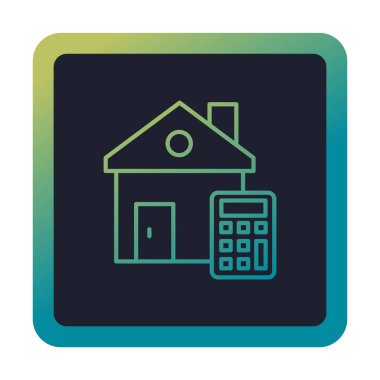 Ev Maliyeti Hesaplayıcı Simgesi, Renkli Vektör İllüstrasyonu