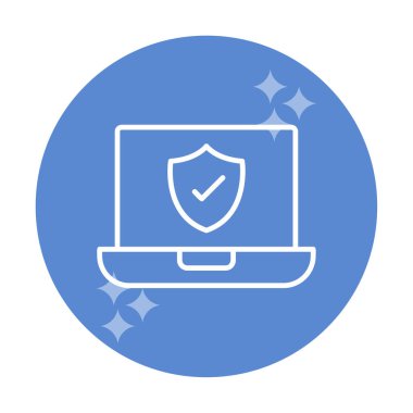 Güvenli dizüstü bilgisayar ikonu vektör çizimi