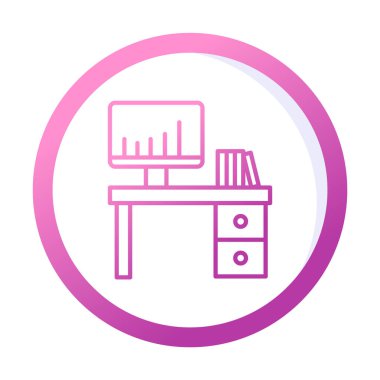 Ofis Masası simgesi. Basit resimleme