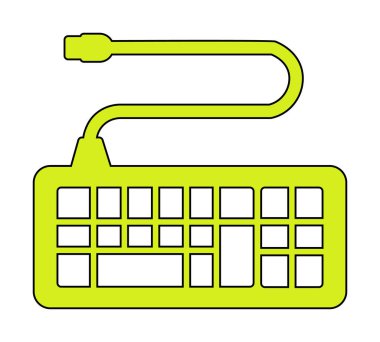 Kablolu klavye simgesinin basit web çizimi