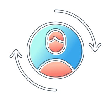 Ziyaretçi web simgesi, vektör illüstrasyonu geri getiriliyor