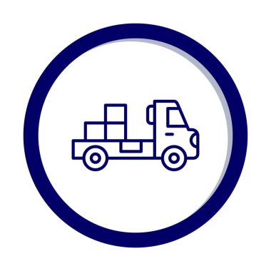 Web ve mobil uygulama tasarımınız için kutu simgesi vektörü olan kamyon, dağıtım kamyonu logosu konsepti