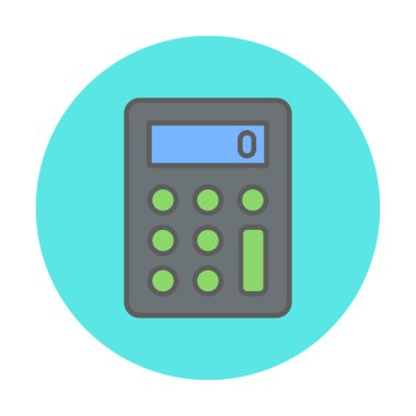 Hesap makinesi simgesi, beyaz arkaplanda renkli illüstrasyon