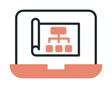 Dizüstü bilgisayar ekranındaki proje web simgesi, vektör illüstrasyonu