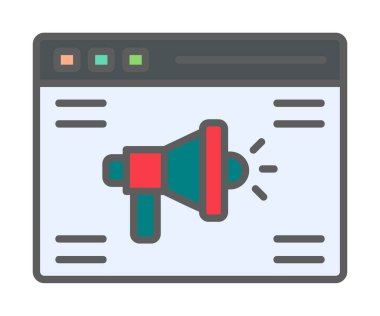 Çevrimiçi Reklam simgesi, vektör illüstrasyonu        