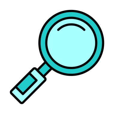 Büyüteç simgesi düz stil. Loupe renk simgesini ara. Vektör illüstrasyonu 