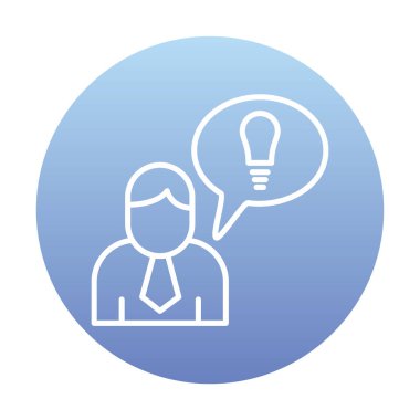 Fikri olan iş adamı, ampul ikonu vektör illüstrasyonu