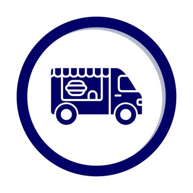 Beyaz arkaplanda yiyecek kamyonu vektör çizimi