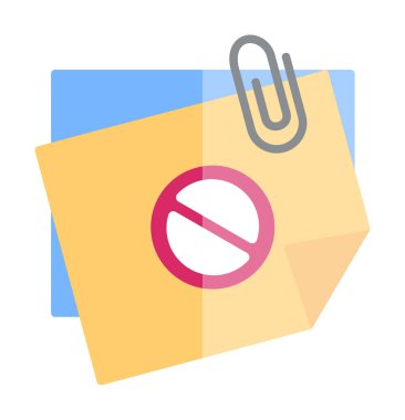 Yapışkan Notlar Yasaklama simgesi vektör illüstrasyonu