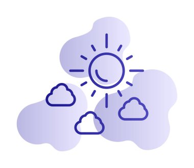 Güneş bulutların simge vektör çizim ile                        