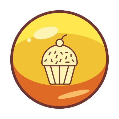 Kek renkli ikon, kek klipsi sanat, vektör illüstrasyonu