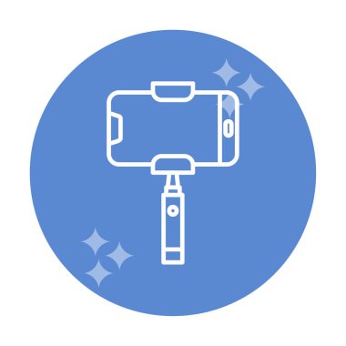 Akıllı telefon web simgesi, vektör illüstrasyonlu selfie çubuğu 