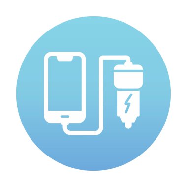 Araç telefonu şarj etme simgesi, vektör illüstrasyonu 