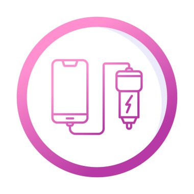 Araç telefonu şarj etme simgesi, vektör illüstrasyonu 