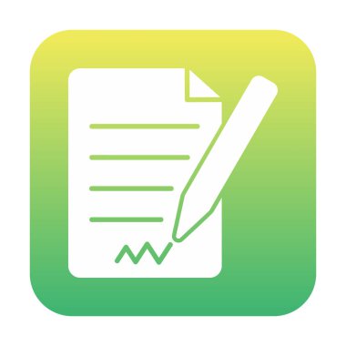 beyaz arkaplanda izole edilmiş kalem simgesine sahip kağıt belge 