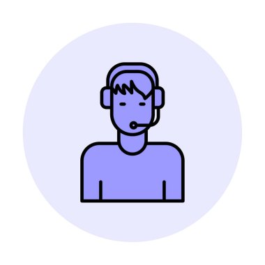 Müşteri Hizmetleri Ajanı Basit simge illüstrasyonu