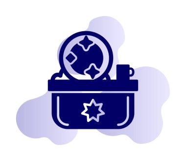 Yıkama, bulaşık yıkama simgesi, vektör illüstrasyonu 