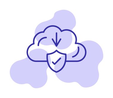 Basit Bulut İndirme simgesi, vektör illüstrasyonu