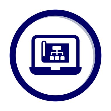 Dizüstü bilgisayar ekranındaki proje web simgesi, vektör illüstrasyonu