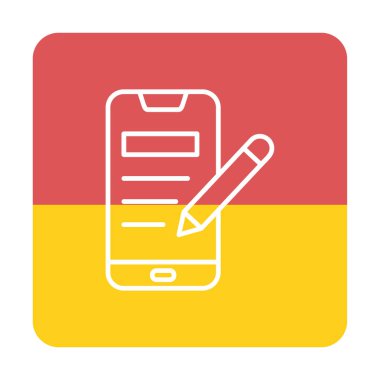 Beyaz arkaplanda not defteri simgesi olan akıllı telefon 