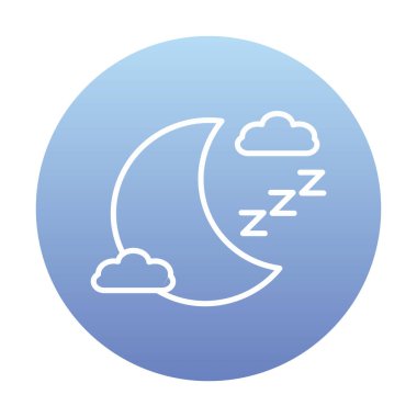 Ay ve bulutlar, gece ikonu vektör çizimi