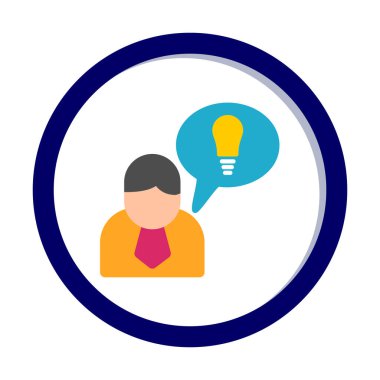 Fikri olan iş adamı, ampul ikonu vektör illüstrasyonu