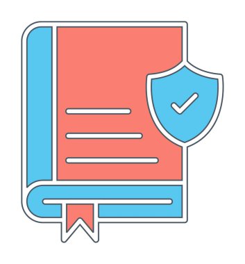 Kitap ve güvenlik kalkanı. Web simgesi basit illüstrasyon 