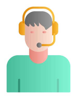 Müşteri Hizmetleri Ajanı Basit simge illüstrasyonu