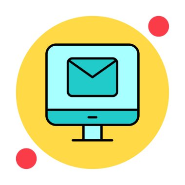 Beyaz arkaplanda bilgisayar e- posta vektör illüstrasyonu