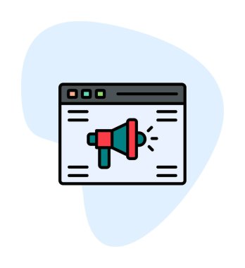 Çevrimiçi Reklam simgesi, vektör illüstrasyonu        