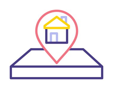 House Location Pin. Ev GPS sembolü, harita işaretleyici