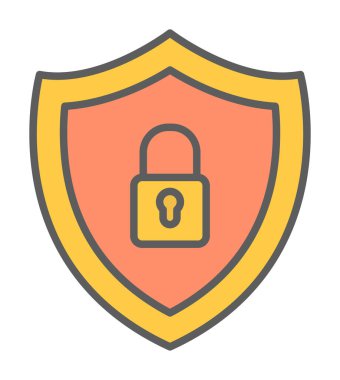 Güvenlik kalkanı düz simgesi, vektör illüstrasyonu 