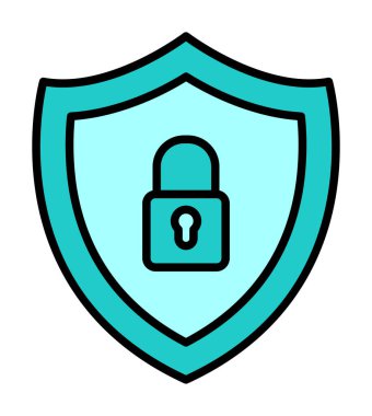 Güvenlik kalkanı düz simgesi, vektör illüstrasyonu 