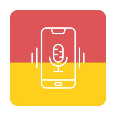 Beyaz arkaplan üzerinde Mobil Ses Yardımcı Vektör çizimi