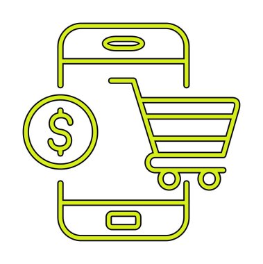 Mobil Online Alışveriş simgesi. Vektör illüstrasyonu