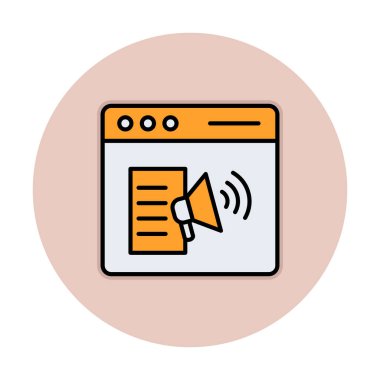 Webpage Çevrimiçi Pazarlama. Contour sembolü. Vektör izole çizimi.