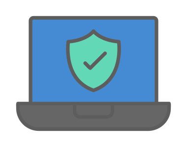 Güvenli dizüstü bilgisayar ikonu vektör çizimi